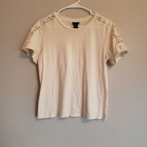 3/$21 - Cream Crochet Shoulder Top (Donated)